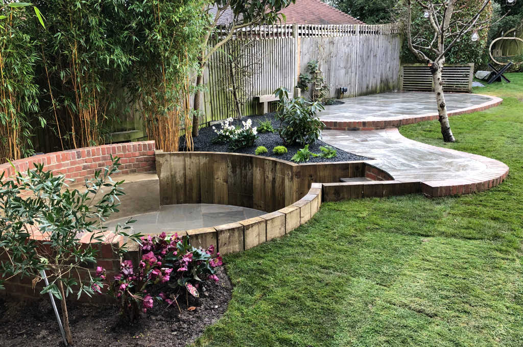 Sandstone Patio with Sunken Seating Area