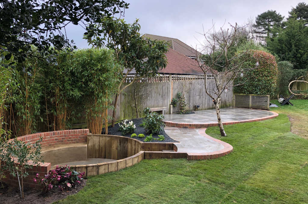 Sandstone Patio with Sunken Seating Area