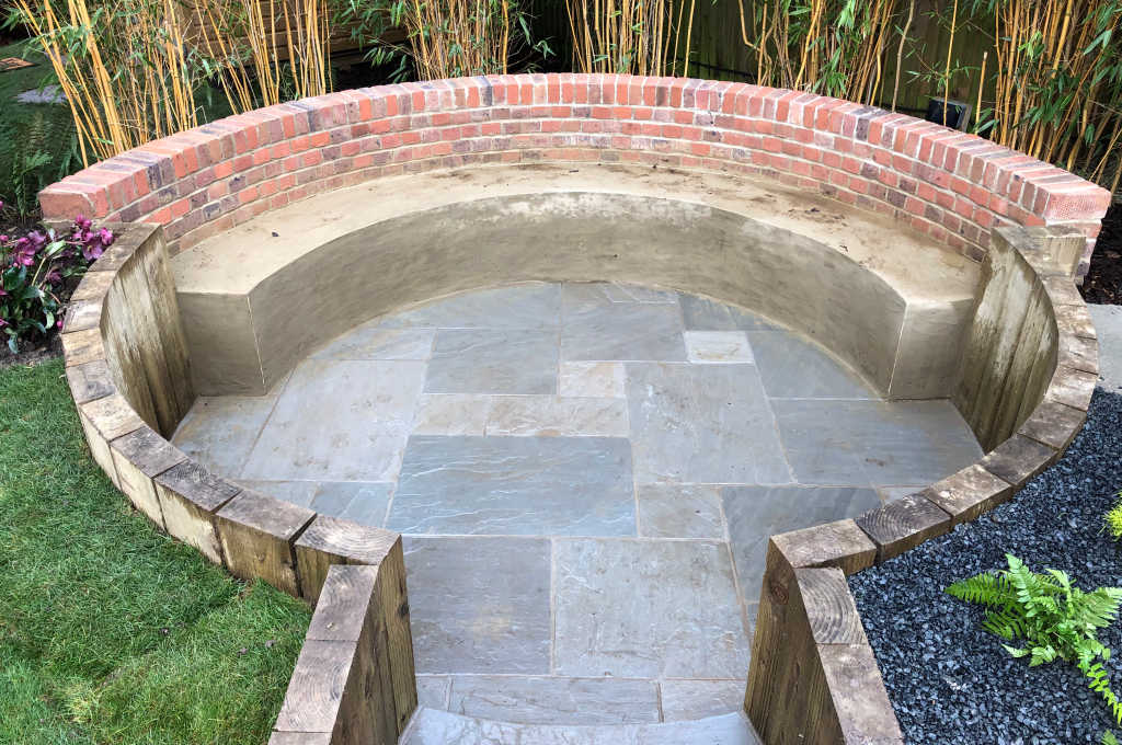 Sandstone Patio with Sunken Seating Area