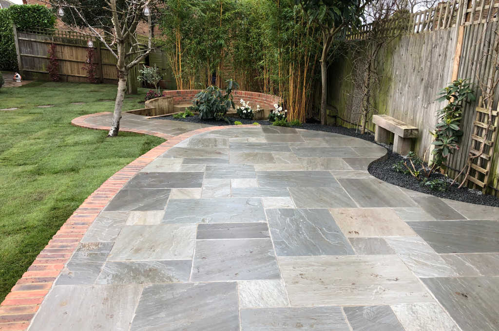 Sandstone Patio with Sunken Seating Area